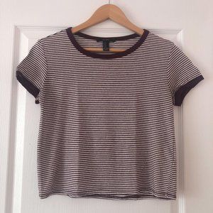 Striped Burgundy Forever 21 T-Shirt